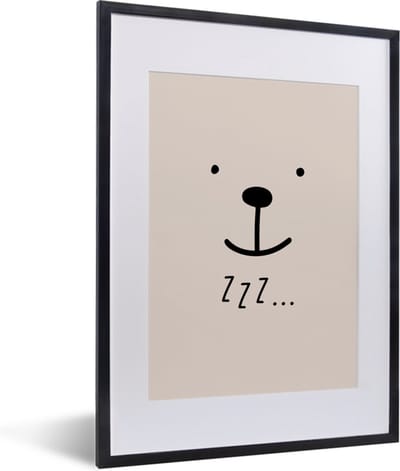 Poster in lijst - Fotolijst 30x40 cm - Posters - Quotes - Slapen - Kinderen - Spreuken - Zzz... - Kids - Baby - Posterlijst zwart - Decoratie - Wanddecoratie woonkamer - Muurdecoratie slaapkamer