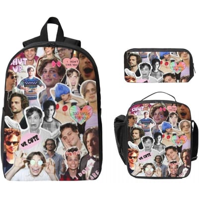 3 Stuks Matthew Gray Gubler merchandise Rugzak Set voor Meisjes Jongens Pennen Etuis Boekentas Sets met Lunchbox Voor School Leerlingen Daypack