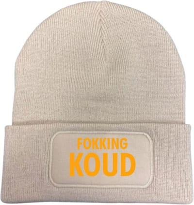 Wintermuts almond - Fokking koud - Fluor oranje - soBAD. | Wintersport | Après ski outfit Warme Muts voor Volwassenen | Heren en Dames Beanie