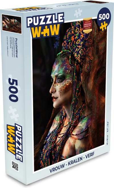 Puzzel Vrouw - Kralen - Verf - Legpuzzel - Puzzel 500 stukjes
