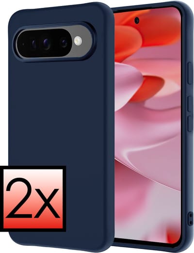 Hoesje - 2 Stuks - Geschikt voor Google Pixel 10 Pro - Sterk & Shockproof - Case Siliconen - Back Cover - Telefoon Hoes - Donkerblauw