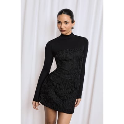 boohoo Dames Premium kanten bandeau mini-jurk | Zwart | Maat: 36