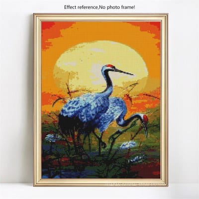 Peinture Diamant 5D Affichage Complet Animal Grue Broderie Diamant Ronde Complète Point de Croix 20X30CM