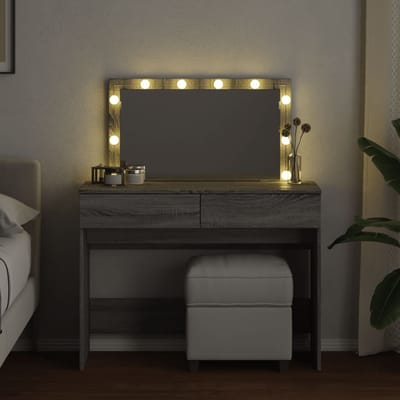 vidaXL - Kaptafel - met - LED-verlichting - 100x40x120 - cm - grijs - sonoma