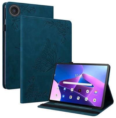 Coverup Tablethoes geschikt voor Lenovo Tab 10.1 TB311FU Hoesje - Vlinder & Bloemen Book Case - Blauw