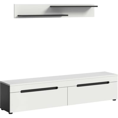 Canu Lowboard + Wandplank staand-hangend wit NB Basalt NB Abs. wit NB - 33x170x38cm