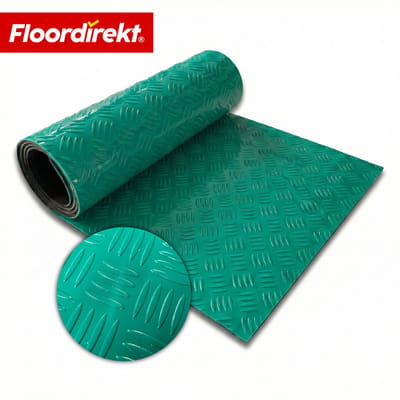 Floordirekt PVC-vloerbedekking Bullet - Gekarteld Plaatstaal-Look - Groen - 110 x 100 cm - Antislip & Onderhoudsvriendelijk - Per meter - Op maat Gesneden - Verschillende Kleuren Beschikbaar