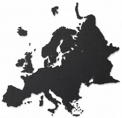Houten wanddecoratie - Wooden wall decoration | Kaart van Europa 104 x 100cm Map of Europe | Zwart - Black | Muurdecoratie - Wall art - Wandfiguur - Landen Echt Hout - Real Wood