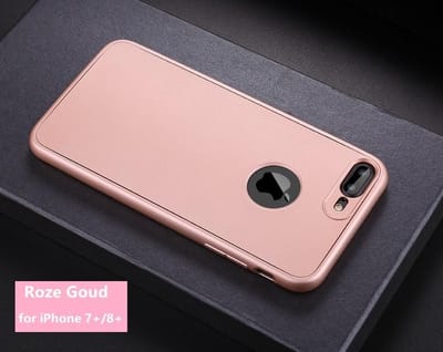 360-graden Frosting TPU Beschermhoesje Set voor iPhone 8 Plus _ Roze Goud