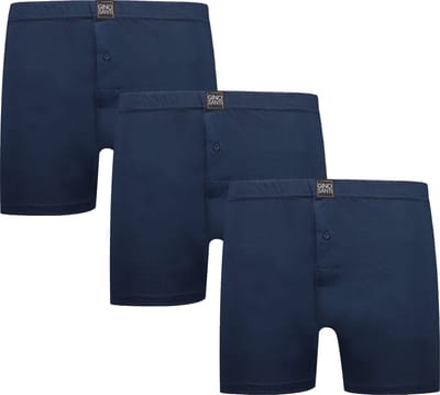 Gino Santi Heren Boxershorts - Klassiek 3-Pack Navy - 100% Katoen - Wijde Fit | Kleine Maten S