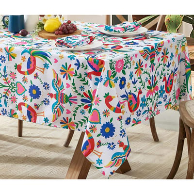 Mexicaanse Bloemen Vogels Rechthoekige Tafelkleden Mexico Feest Decoratie Dag van De Doden Dia De Los Muertos Tafelkleed Keukentafel Decor 90x140cm blue
