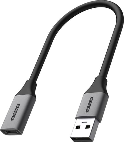 Sitecom AD-1013 USB-kabel 0,15 m USB A USB C Zwart, Grijs