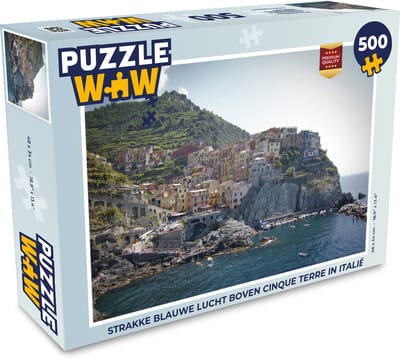 Puzzel Strakke blauwe lucht boven Cinque Terre in Italië - Legpuzzel - Puzzel 500 stukjes