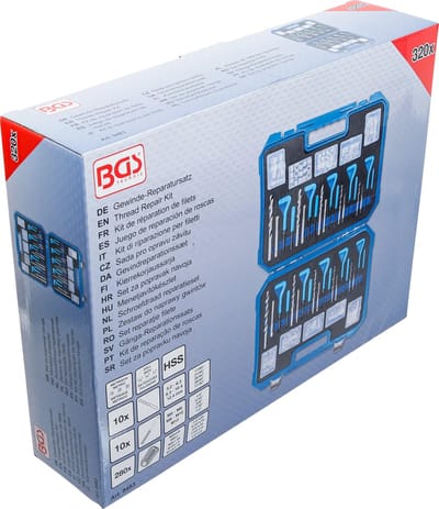 BGS Schroefdraad reparatieset - metrische en inchmaten - M5 - M12, 1/4 - 1/2 - 320 delig