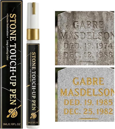 Grafmarkeerstiften - Verfstiften Steen - Grafsteen Reparatie - Waterdicht Weerbestendig - 14.7 cm - Goud