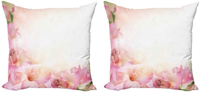 ABAKUHAUS Roze/Wit Kussenhoes 2x45x45 cm – Dubbelzijdige Print