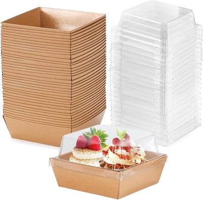 50 Stuks Cake Dozen met Duidelijke Deksel, 4.7 Inch Cakehouders voor Taartstukken, Waterdichte Kartonnen Dozen voor Gebak, Sandwiches en Koekjes voor Feesten en Evenementen