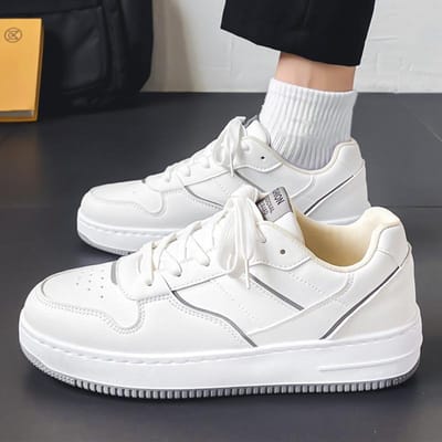 Witte Schoenen Heren Zomer Ademend Trendy Veelzijdig Witte Schoenen High End Witte Schoenen Sport en Casual Herenschoenen Lente 44 gray