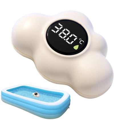 Digitale Badthermometer - Watermeter Drijvend - Veilig Baden - Kleurgecodeerde Indicator - 13 cm Lengte - Crèmekleurig