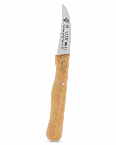 Dailygoods- Schilmesje gebogen - Aardappelschilmesje - RVS - Houten handvat - 6 cm lemmet - Voor groenten en fruit - Aardappelschilmes