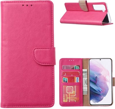 Multimedia & Accessoires PU Lederen Wallet Book Case Hoesje geschikt voor Samsung Galaxy S22 – Roze - Portemonnee – Met Stand – Kaarthouder – Pasjes Houder – Magneet Sluiting – Bookcase