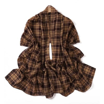 175*70cm Imprimé Carreaux Islam Long Foulard en Mousseline Foulard Enveloppé Hijabs pour Femmes Musulmanes Châle Ramadan Féminin black