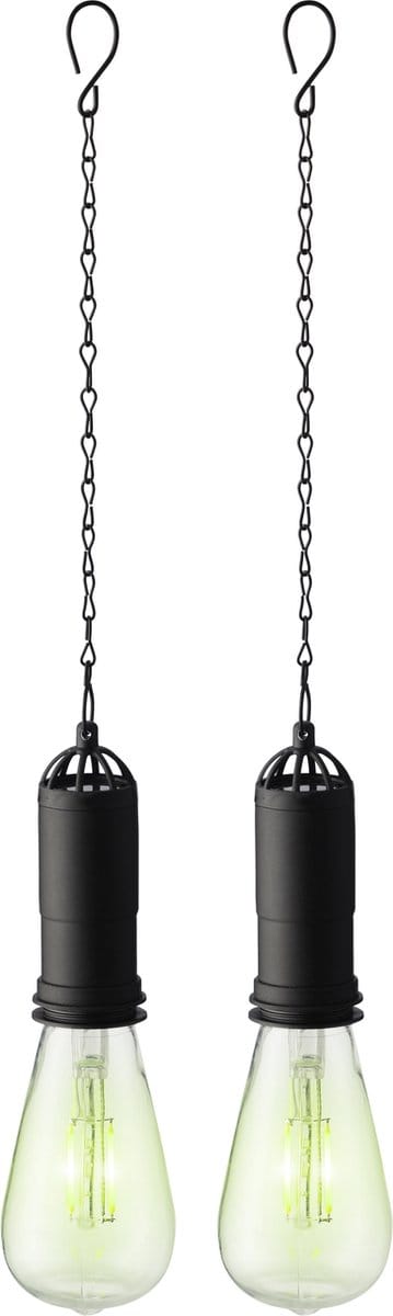 2x stuks groene solar tuinverlichting hanglampen kunststof 20 cm - Solarlampen - Hanglampen - Tuinverlichting