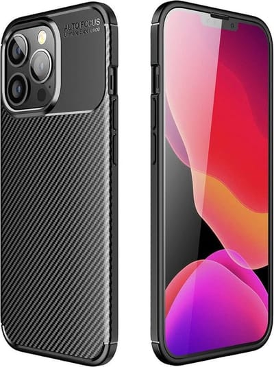 Casemania Hoesje Geschikt voor Apple iPhone 15 Pro Max - Zwart - Carbon Siliconen Back Cover