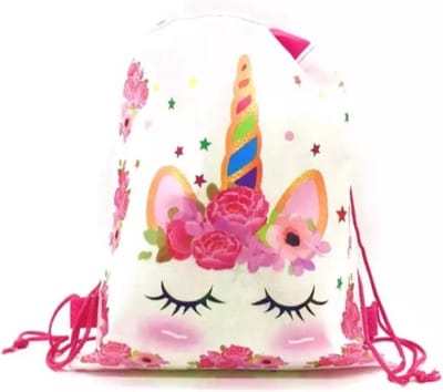 Gymtas Eenhoorn wit - Stoffen Tas Eenhoorn - Rugzak - Unicorn - 35 cm x 28 cm