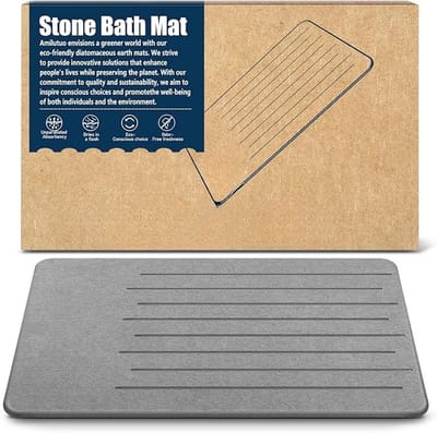 Famanu – Set van 1 stuk sneldrogende badmat diatomiet steen antislip modern design