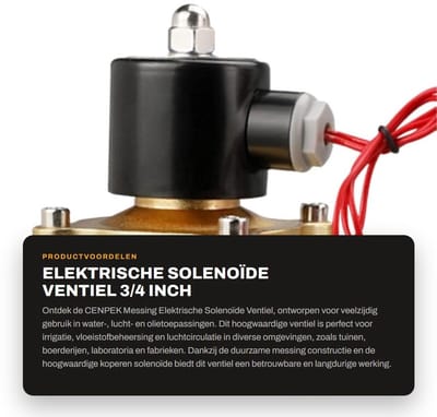 Dailygoods - Elektrische Solenoïde Ventiel - 3/4 inch - Normaal Gesloten - Voor Water en Lucht - Duurzaam en Betrouwbaar - Geschikt voor Diverse Toepa...