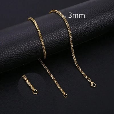 Aramat Jewels | Halskettingen | RVS Vossenstaart Ketting Goudkleur - Trendy Schakelketting | 3mm / 45cm |45cm | | Staal | Volwassenen | Verkleurd niet