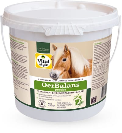 VITALstyle Oerbalans - Paarden Supplement - Poeder - Dé Vitaminen- En Mineralenbalancer Met De Kracht Van De Natuur - Met o.a. Brandnetel & Mariadistel - 4 kg