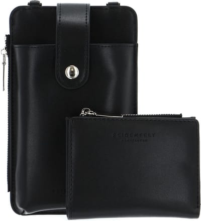 SEIDENFELT MANUFAKTUR Telefoontasje Portemonnee Medja Cellphone Bag Structure Black Zwart