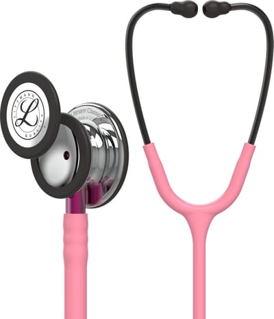 Littmann Classic III Stethoscoop 5962 spiegelend borststuk, parelroze slang, roze steel en rookkleurige headset, 69 cm