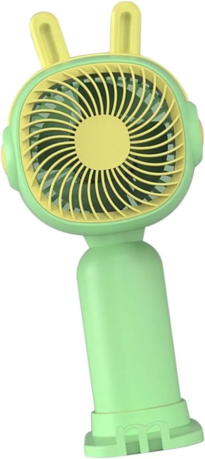 Mini draagbare ventilator – Handventilator – Met telefoonhouder – Tafelventilator – Lichtgewicht, via USB oplaadbaar – Ideale metgezel voor op reis en binnen/buiten – 1 stuk – Groen