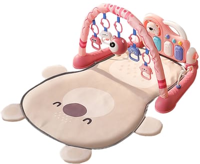 Eco Toys Cute Bear Roze Multifunctioneel Speelkleed met Speelboog