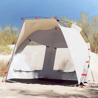 vidaXL - Strandtent - 2-persoons - waterdicht - snelontgrendeling - grijs