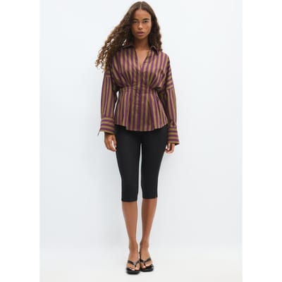 Stradivarius Popeline blouse met plooien  Kaki XS
