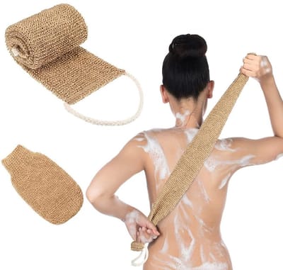 Cosensi - Dailygoods - Set van 2 Jute Rugrubber voor Lichaamsmassage met Handschoenen
