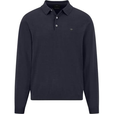 Fynch-Hatton Polo Longsleeve Slub Cotton Navy / male