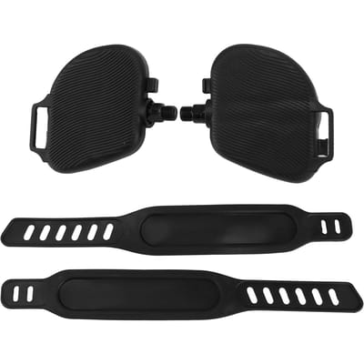 1 Paar Hometrainer Pedalen Antislip Strip Patroon Draagbare Hometrainer Onderdelen met Verstelbare Riem voor Stationair black