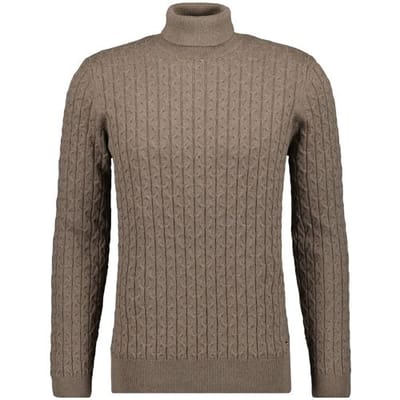 Ragman Trui Knitted Cable Design Rollneck Cotton Cashmere Camel / male