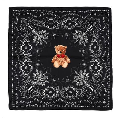 Bijoutheek Sjaal (Fashion) Vierkant Zijdezacht Teddybeer Black