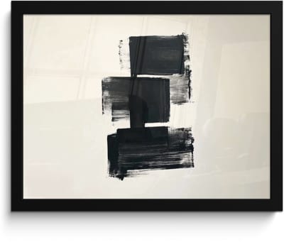 Poster in lijst - Fotolijst 40x30 cm - Posters - Rechthoeken - Penseelstreken - Abstract - Zwart - Posterlijst zwart - Decoratie - Wanddecoratie woonkamer - Muurdecoratie slaapkamer