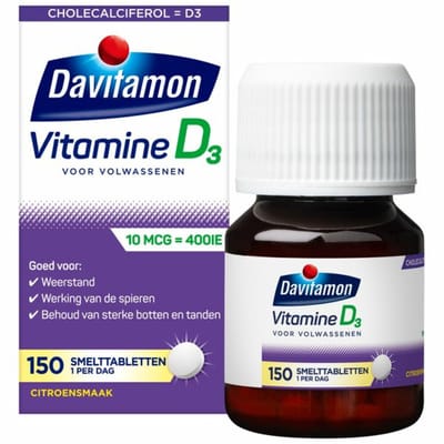 Davitamon Vitamine D 10 MCG Volwassenen - 4 x 150 smelttabletten - Voordeelverpakking