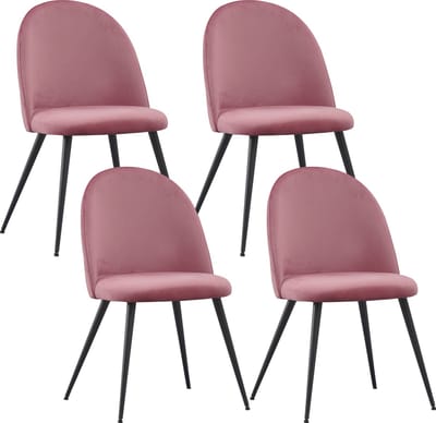 Albatros Eetkamerstoelen met Fluwelen Hoes Capo Set van 4, Roze - Stijlvol Vintage Ontwerp, Fluwelen Hoes, SGS Goedgekeurde Gestoffeerde Stoel - Moderne Keukenstoel, Eetkamerstoel of Eettafelstoel