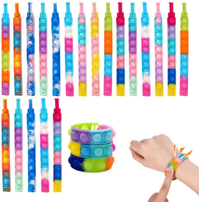 Dailygoods- Popit-Armband 20 Stuks - Antistress Speelgoed - Fidget Armband - Draagbaar - Voor Kinderen/Volwassenen - Verlicht Angst en Stress - Fidgetarmband