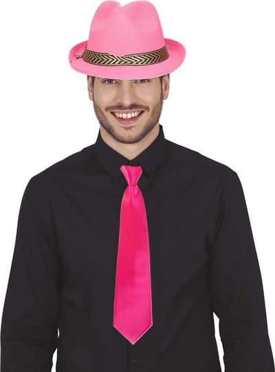 Boland Verkleedkleding setje 2 delig - roze - hoed en stropdas - heren en dames