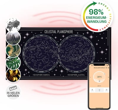 Klarstein Air Art Smart Infraroodverwarming, Infraroodverwarming met IoT/WiFi app-bediening, Openraamdetectie, Infraroodverwarming met thermostaat, CO2-vrije elektrische verwarming 700W